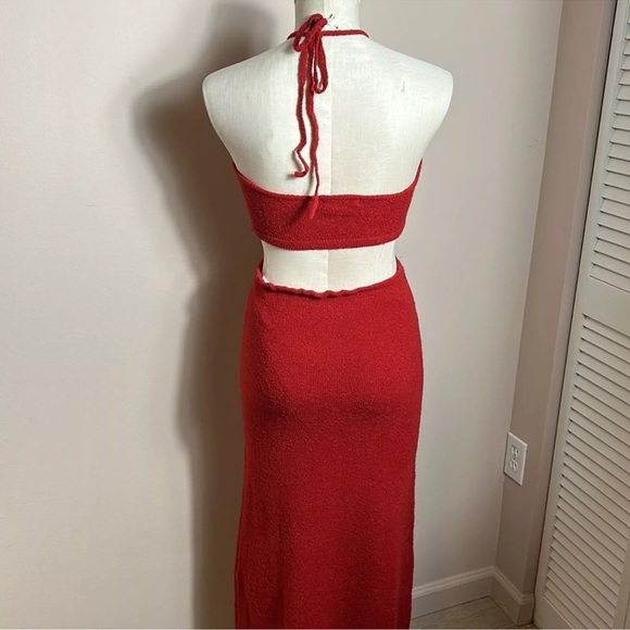 Lulu’s Lush for Life Red Cutout Halter Knit Midi Dress size small - Picture 6 of 14